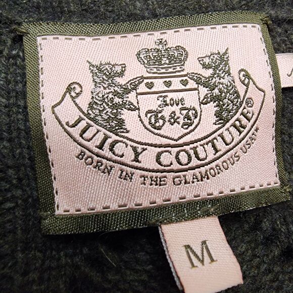 Y2k Juicy Couture Cardigan Sweater Wool Cashmere Cable Knit Ruffle Button Medium - Picture 5 of 11